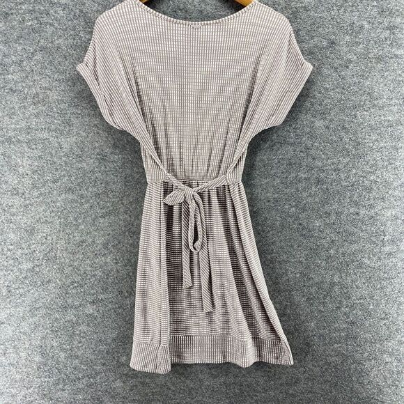 Unbranded Dress Women M Medium Brown Striped Sheath Short Belted Short Sleeve - Picture 2 of 5
